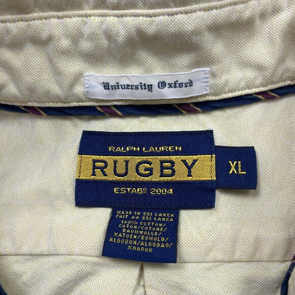 Ralph Lauren Rugby Shirt Mens Extra Large Yellow University Oxford Button Down - Picture 5 of 12